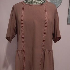 Bobeau Dusty Rose Short Sleeve Top Size XL